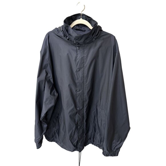 Balenciaga Black Hooded Lightweight Jacket 48 With Multilingual Logo Print - Picture 1 of 11